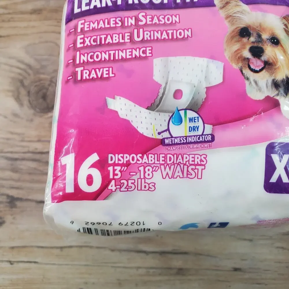 Out! XS/S Disposable Diapers Leak-Proof Fit for Female Dogs 16 Per Pack NEW
